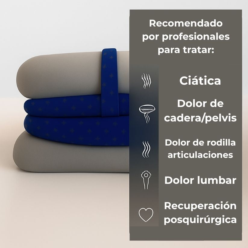 Almohada ortopédica Nurvion recomendada para ciática dolor lumbar cadera rodilla y recuperación posquirúrgica